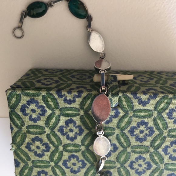 950 Silver Chrysocolla Blue Stones Vintage  Bracelet - Picture 3 of 7